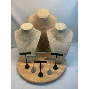 Jewelry Display Lot 3 Burlap Necklace 3 Burlap Earring 3 Black Velvet Earring